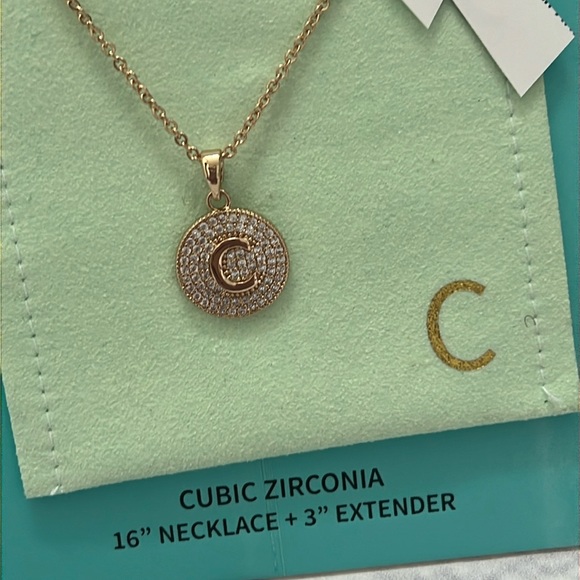 Gold & cubic zirconia Initial “C” necklace - Picture 1 of 4